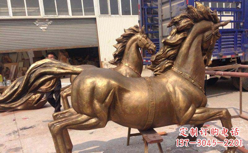 石狮奔马广场铜雕