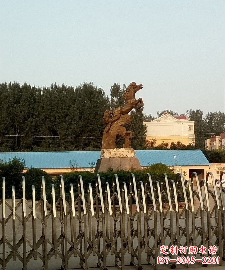 石狮奔马企业景观铜雕