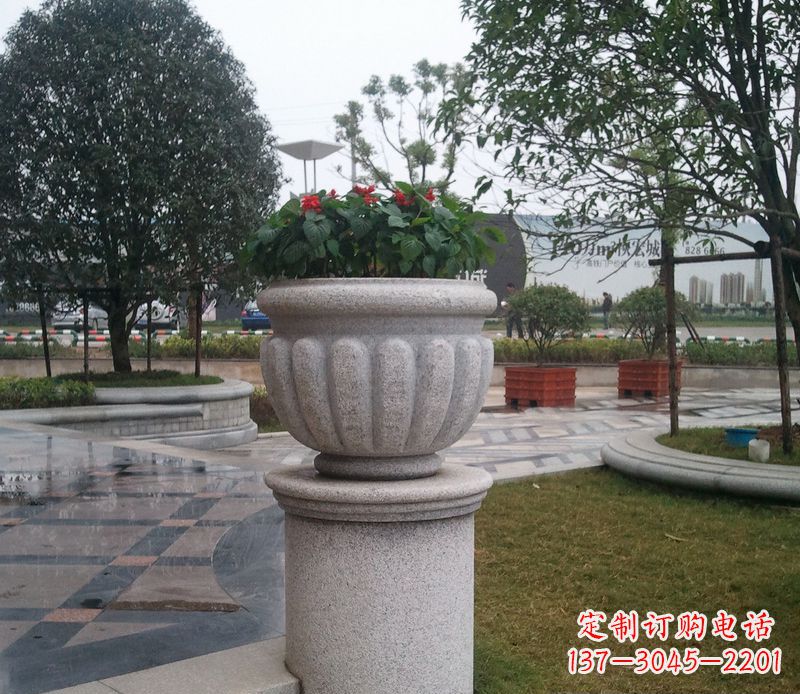 石狮精美大理石花盆