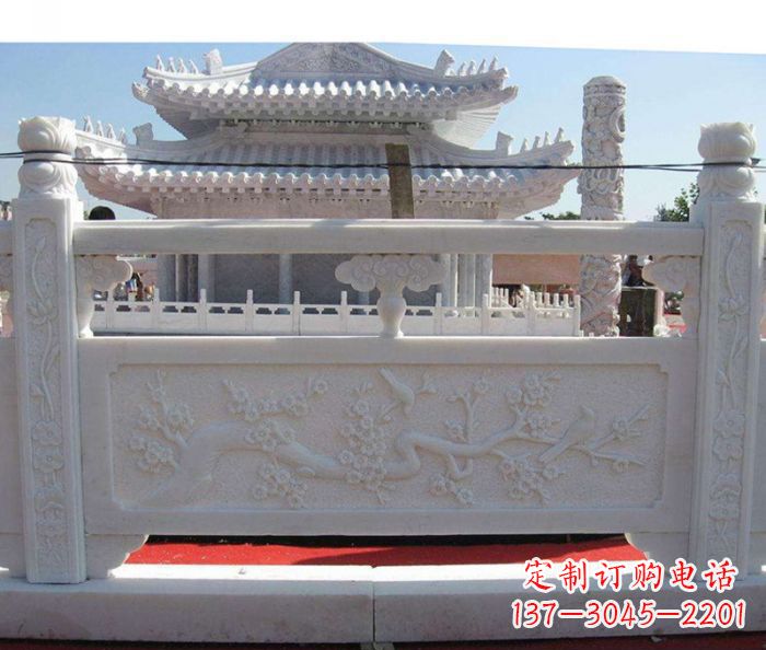 石狮别墅景观汉白玉石浮雕栏板