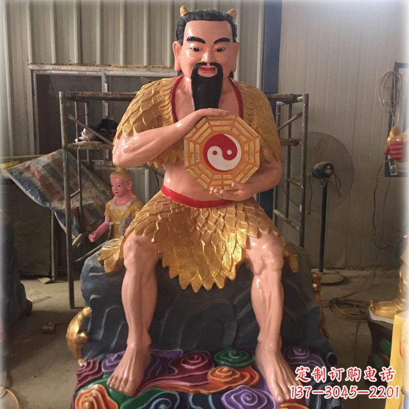 石狮玻璃钢彩绘青帝太昊伏羲神像