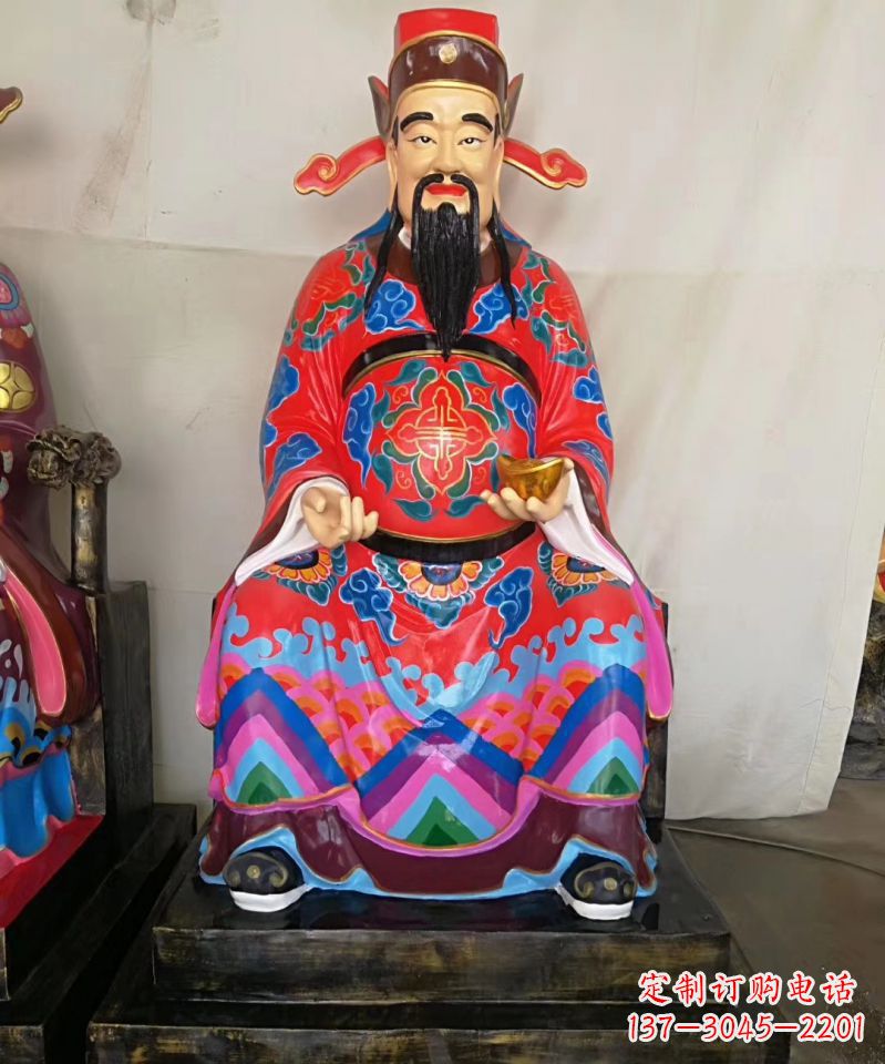 石狮玻璃钢彩绘文财神神像雕塑