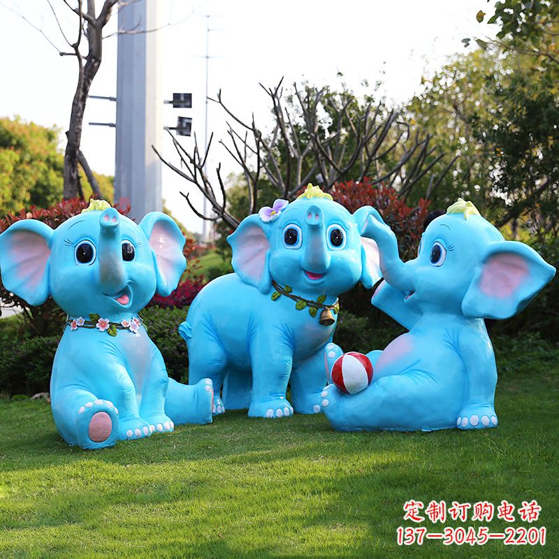 石狮玻璃钢大象雕塑精美的艺术品