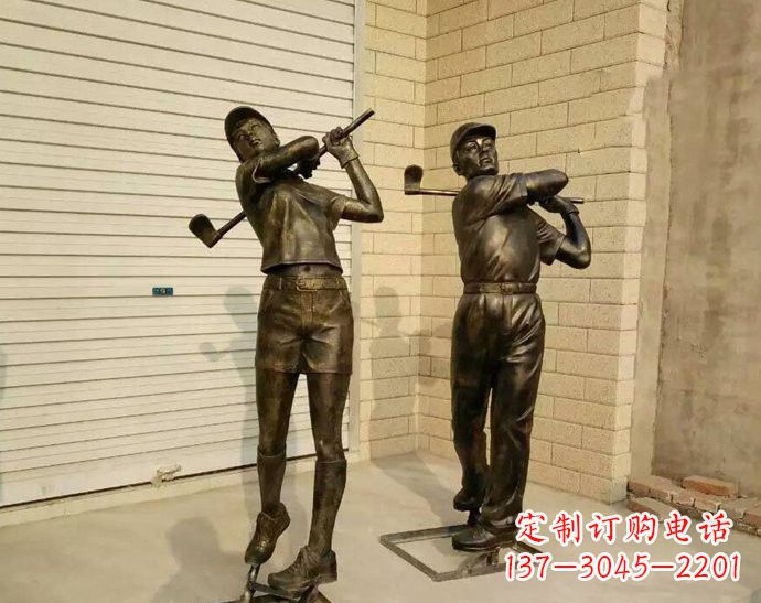 石狮玻璃钢仿铜打高尔夫人物