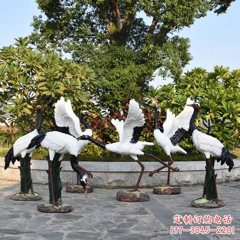 石狮仙鹤雕塑——玻璃钢的精美之作
