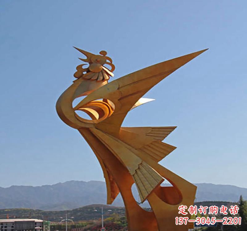石狮不锈钢凤凰雕塑传承瑞雪兆丰年