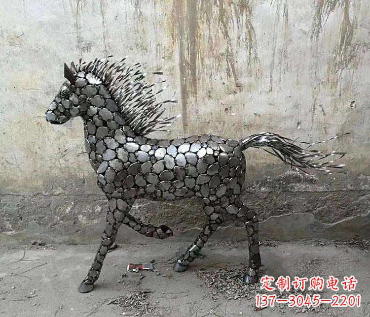 石狮不锈钢奔马动物雕塑