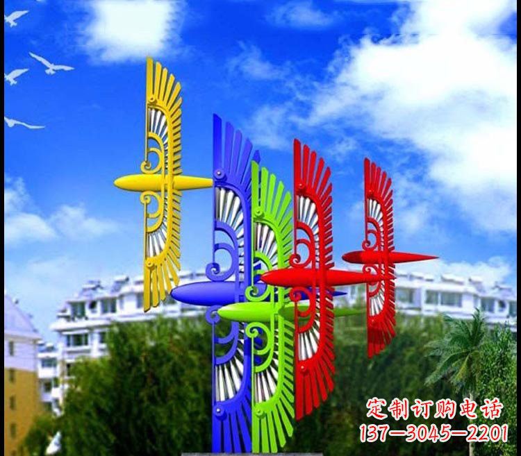 石狮不锈钢彩色抽象老鹰雕塑