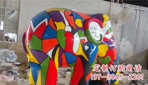 石狮不锈钢彩色大象公园景观雕塑