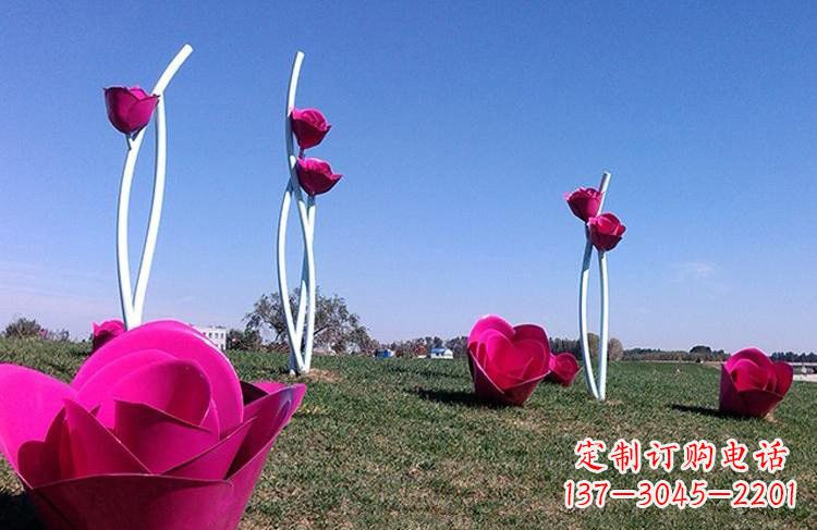 石狮不锈钢彩色玫瑰花雕塑