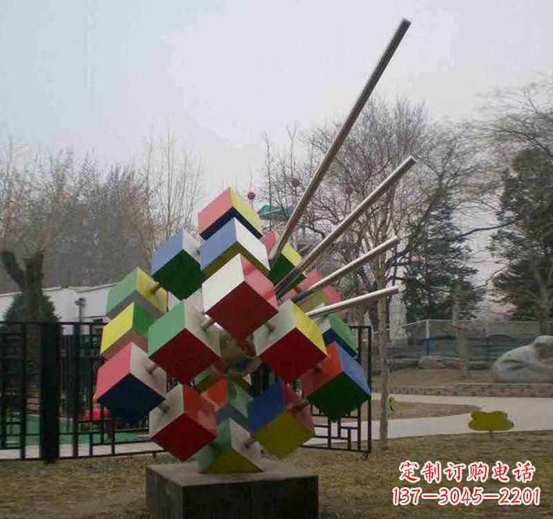 石狮不锈钢彩色魔方雕塑
