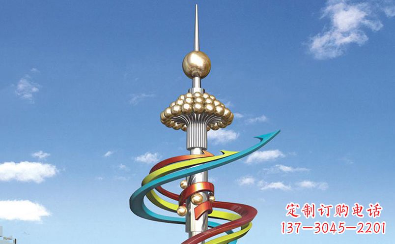 石狮不锈钢飘带彩色雕塑——缤纷空间的艺术美学