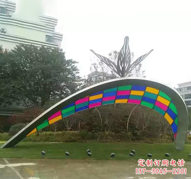 石狮不锈钢彩色拼接拱门雕塑