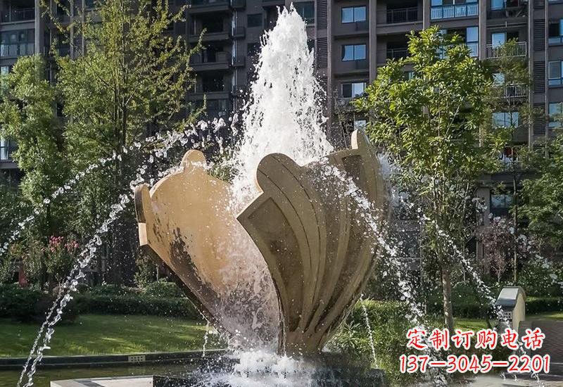 石狮不锈钢贝壳喷泉雕塑精美而又耐用