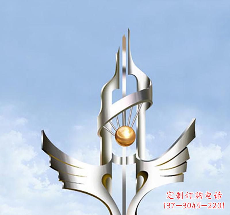 石狮以不锈钢为材料的翅膀雕塑