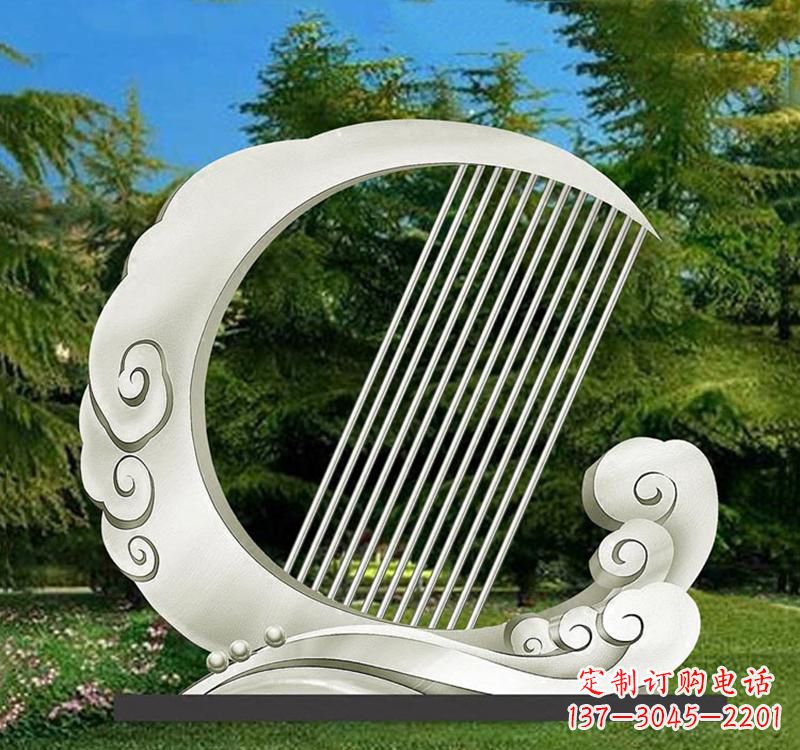 石狮精美的不锈钢月亮雕塑