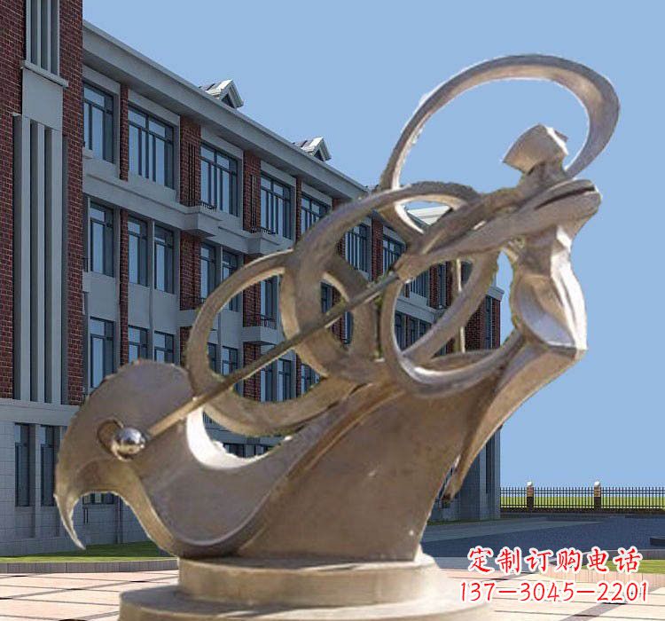 石狮不锈钢抽象打高尔夫球人物雕塑
