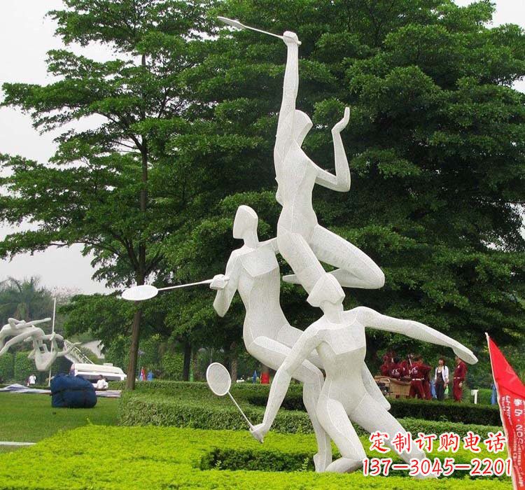 石狮精美绝伦的不锈钢羽毛球雕塑