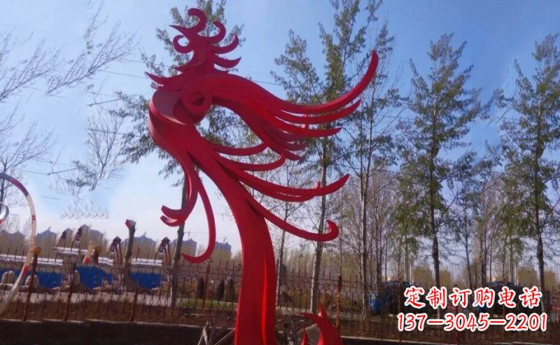 石狮不锈钢凤凰雕塑——象征着美丽与力量