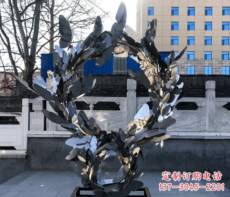 石狮不锈钢蝴蝶花环景观雕塑