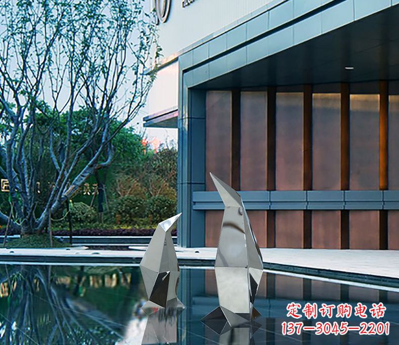 石狮不锈钢企鹅雕塑一件来自大自然的艺术品