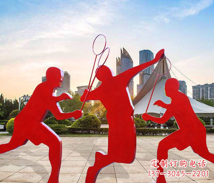 石狮羽毛球雕塑以不锈钢为原料的精美艺术品