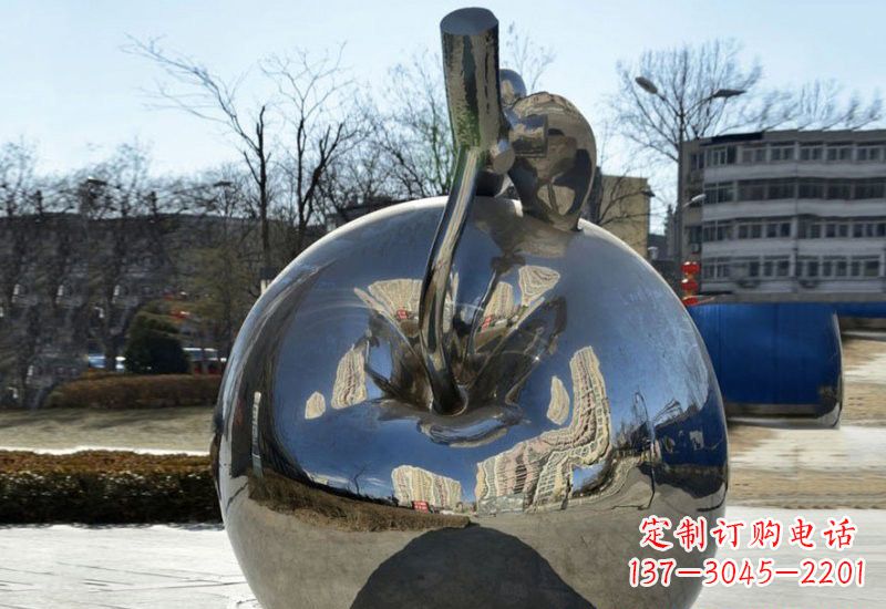 石狮精致的不锈钢苹果雕塑