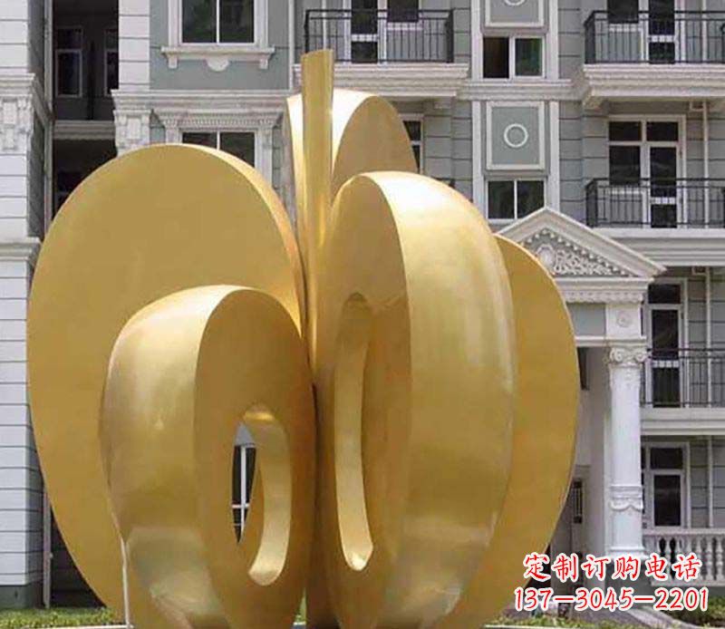 石狮不锈钢苹果雕塑极具视觉震撼力
