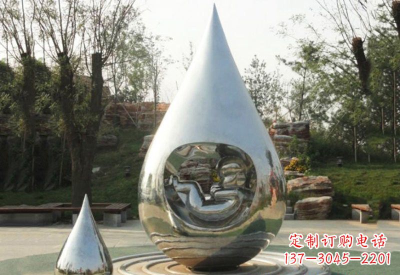 石狮不锈钢水滴雕塑缔造生命之源