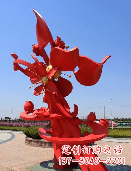 石狮不锈钢石榴花雕塑艺术与美学的完美结合