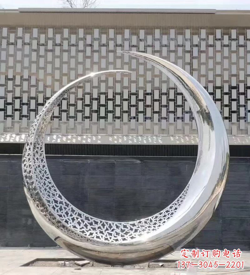 石狮不锈钢抽象月亮雕塑 