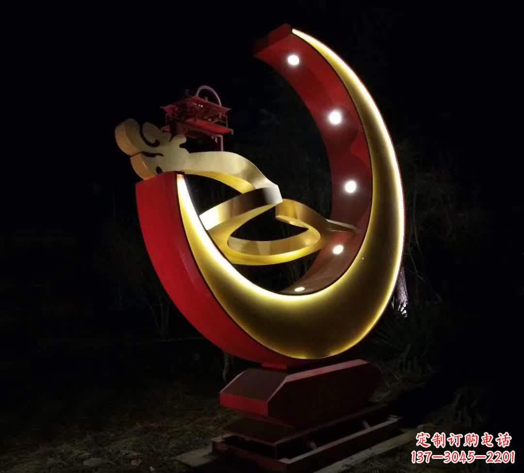 石狮不锈钢抽象月亮雕塑 1