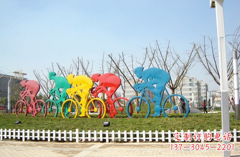 石狮不锈钢抽象自行车雕塑