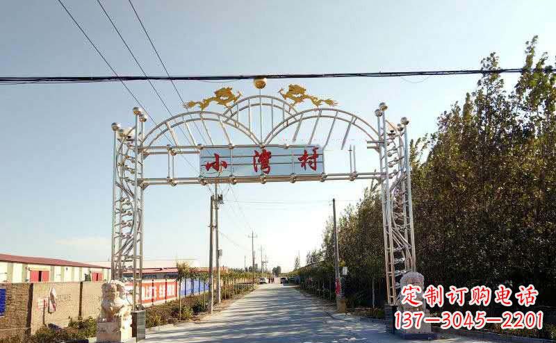 石狮不锈钢牌坊雕塑艺术展示美丽乡村