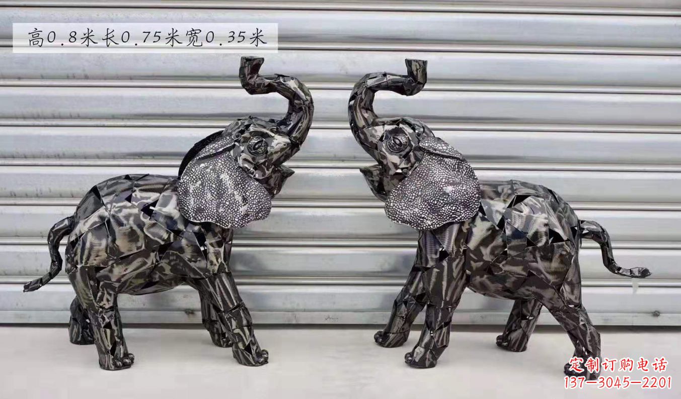 石狮不锈钢大象雕塑精美的摆件装饰