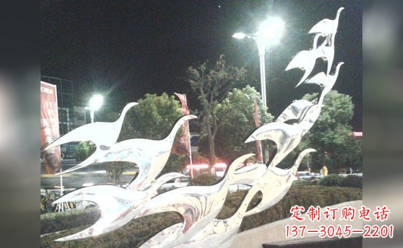 石狮不锈钢大雁雕塑——灿烂的翱翔