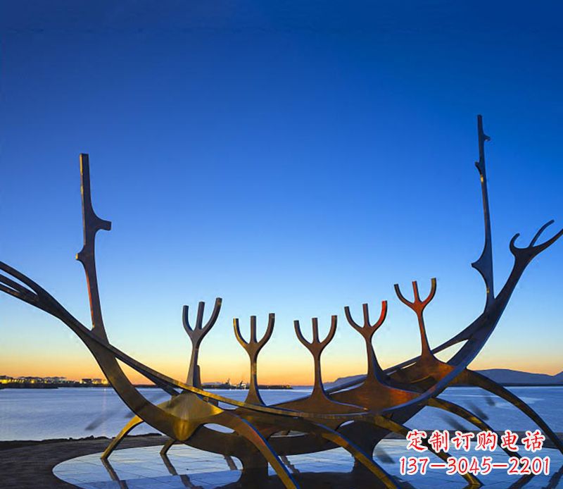 石狮帆船雕塑精致的海洋艺术品