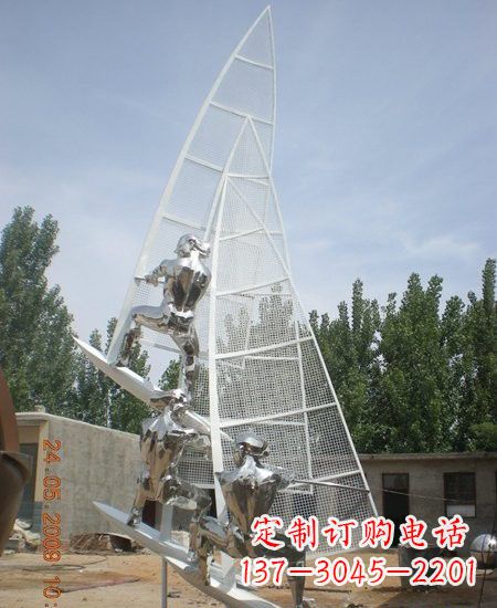 石狮海上航行不锈钢帆船雕塑