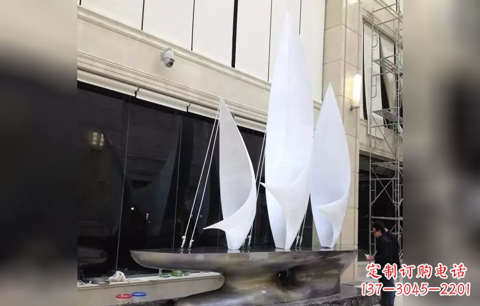 石狮不锈钢帆船海洋迷人的雕塑
