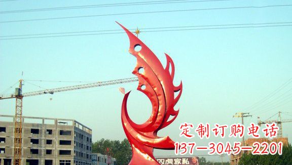 石狮凤凰城市的不锈钢雕塑