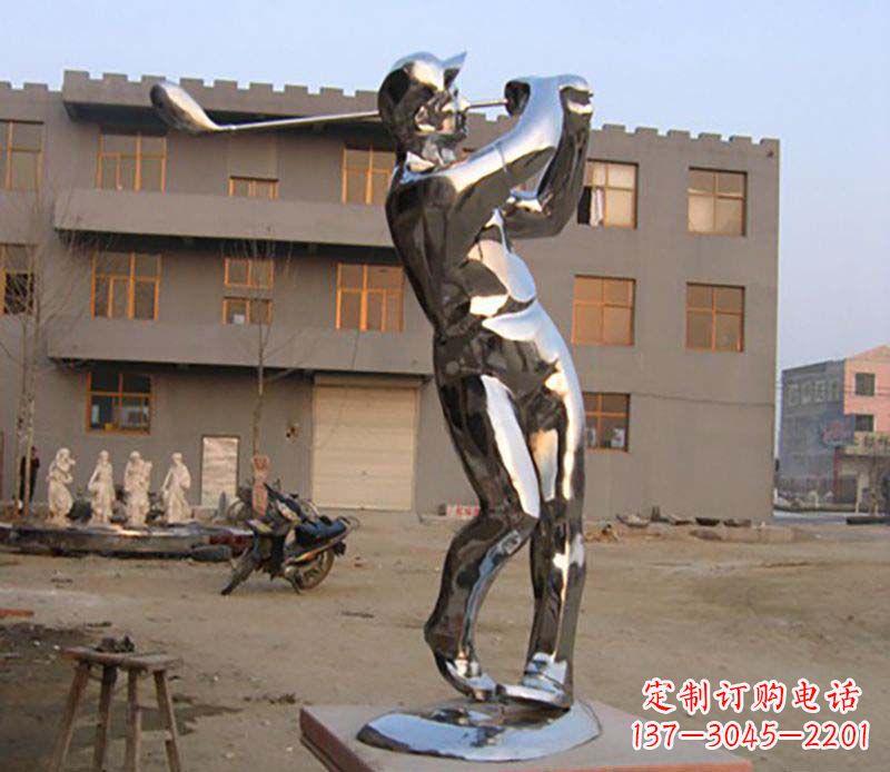 石狮高尔夫雕塑一种不锈钢制作的艺术品