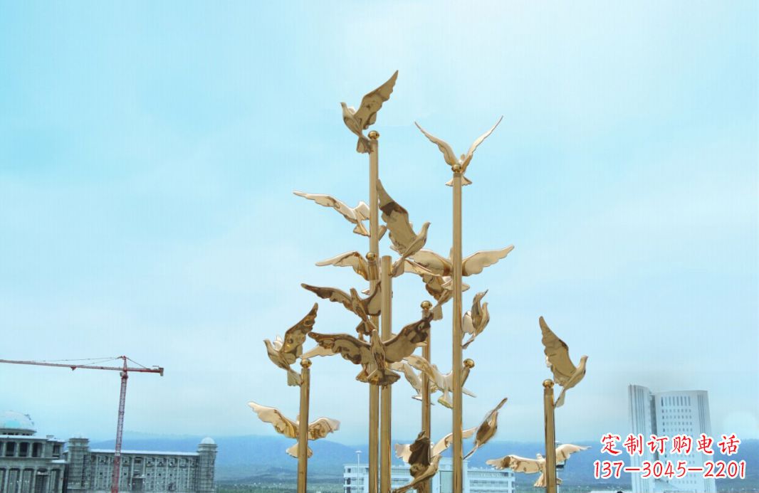 石狮不锈钢鸽子广场景观雕塑