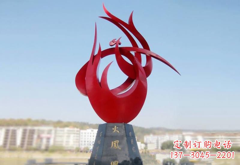 石狮凤凰雕塑——点缀不锈钢公园