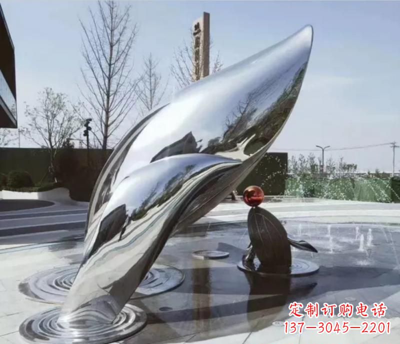 石狮精美不锈钢海豚雕塑