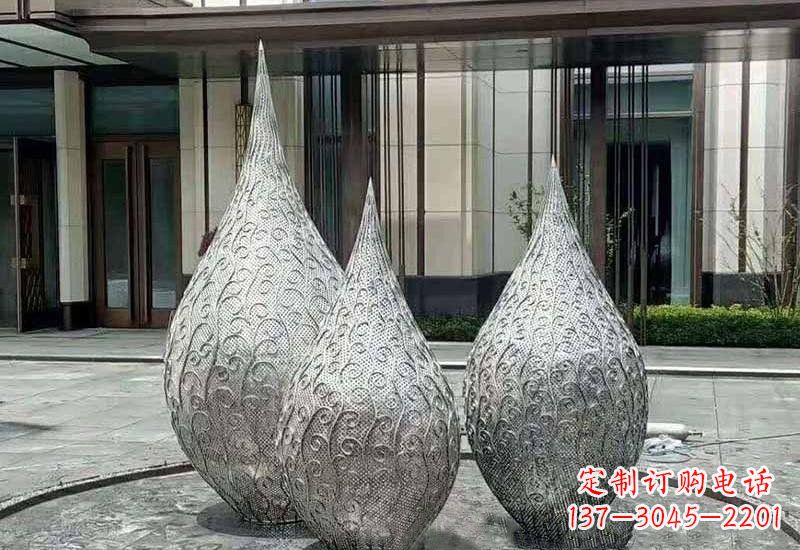 石狮不锈钢镂空水滴雕塑精致美观