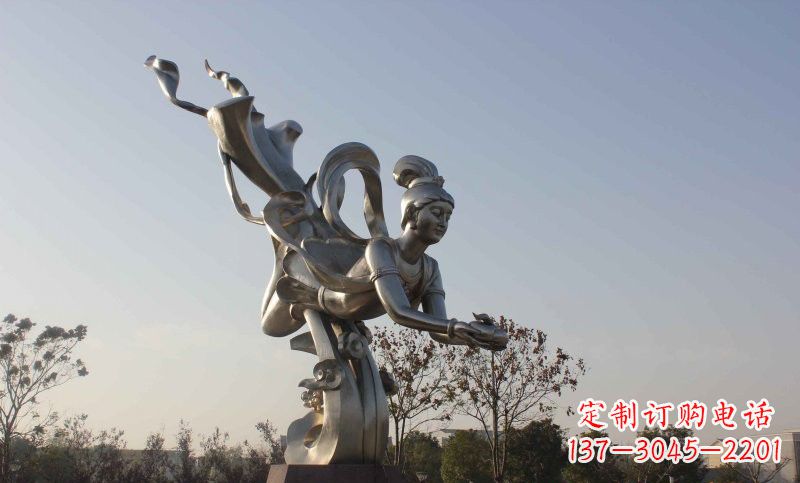 石狮不锈钢蟠桃仙女雕塑美丽的传说
