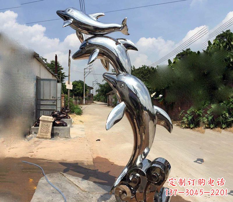 石狮不锈钢海豚雕塑艺术的浪漫