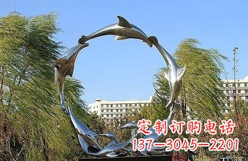 石狮不锈钢海豚雕塑美的化身