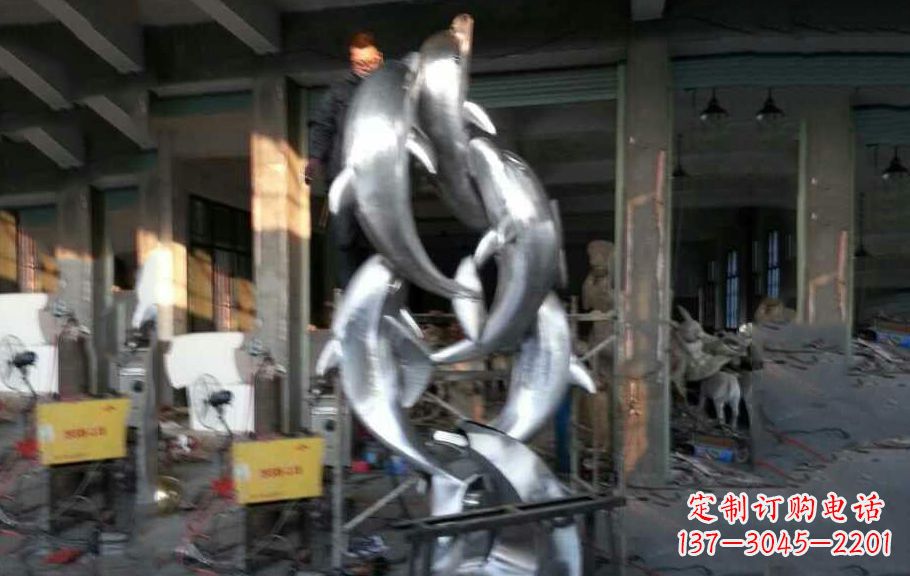 石狮不锈钢海豚雕塑漂亮的海洋艺术品
