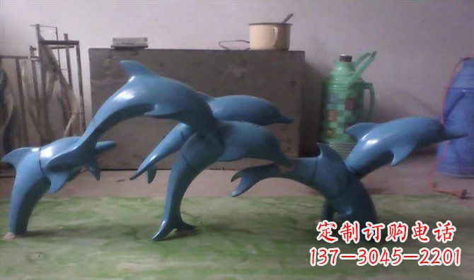 石狮不锈钢海豚雕塑精致的艺术品
